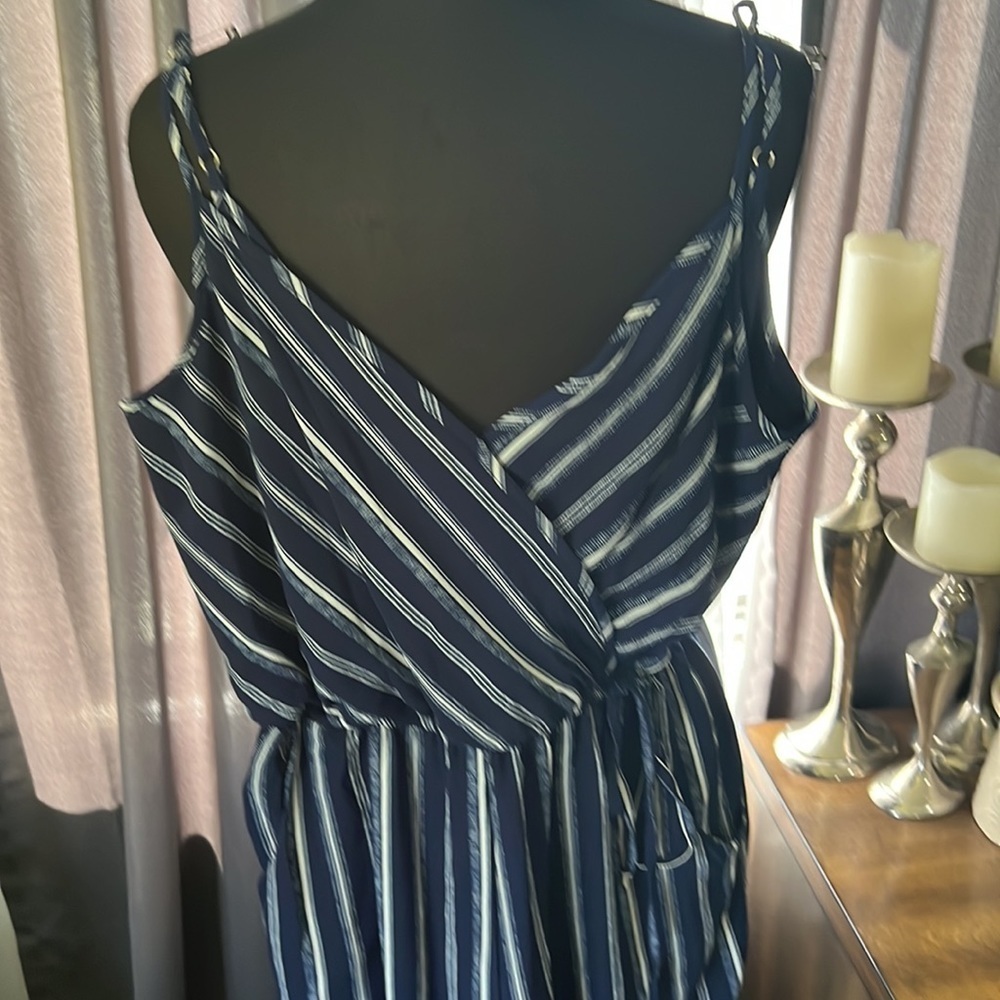 Bobeau Navy &‎ White Stripped Tank Style Jumpsuit - Picture 2 of 15